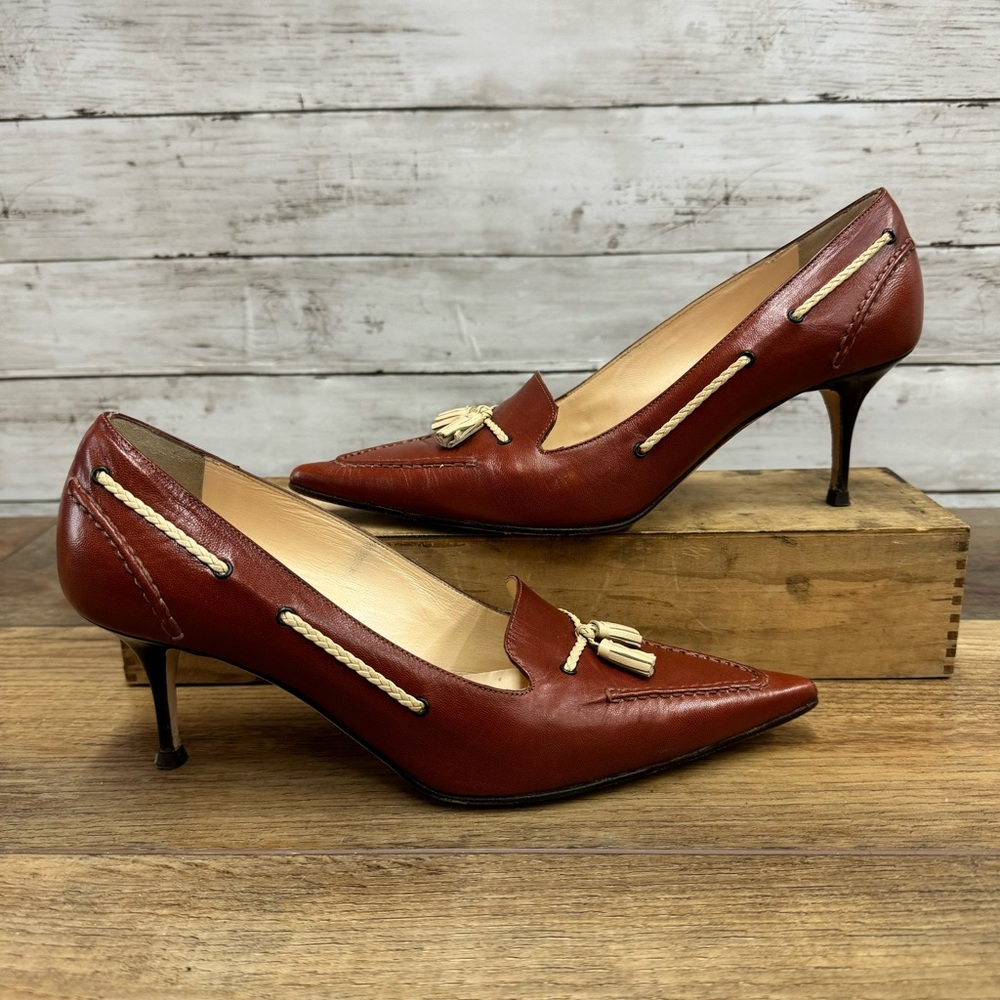 Cole Haan Women Shoe Heel Leather Pump Italy 8.5